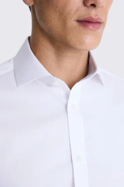 Tailored Fit White Pinpoint Oxford Contrast Non Iron Shirt