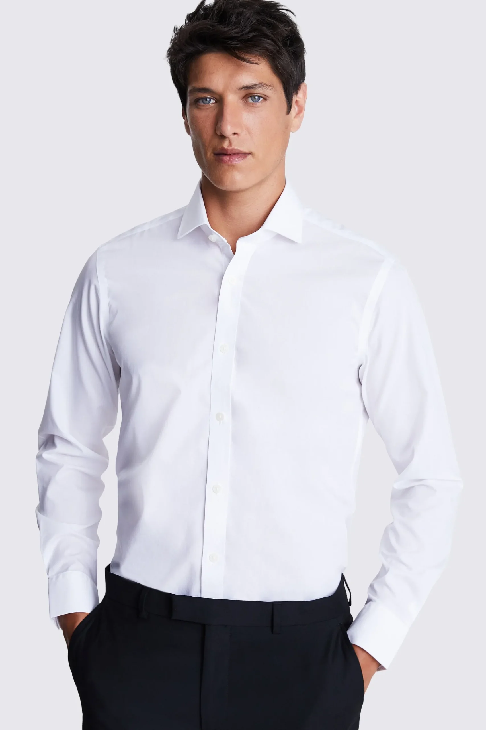 Tailored Fit White Poplin Non-Iron Shirt