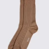 Taupe Fine Ribbed Socks