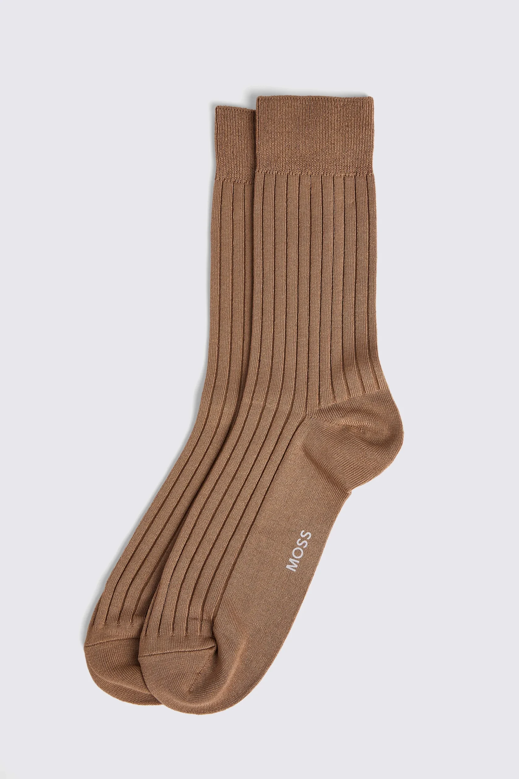 Taupe Fine Ribbed Socks