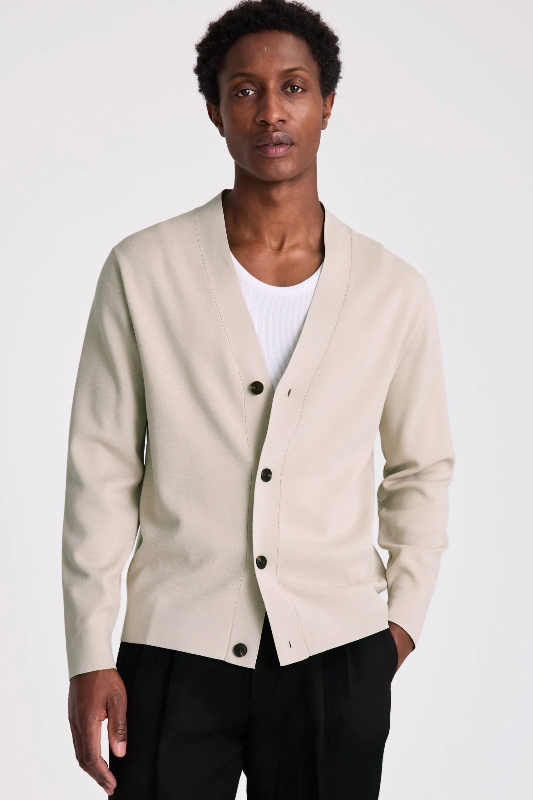 Taupe Four Button Cardigan