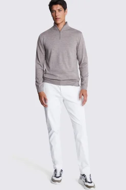 Taupe Melange Merino Zip-Neck Jumper