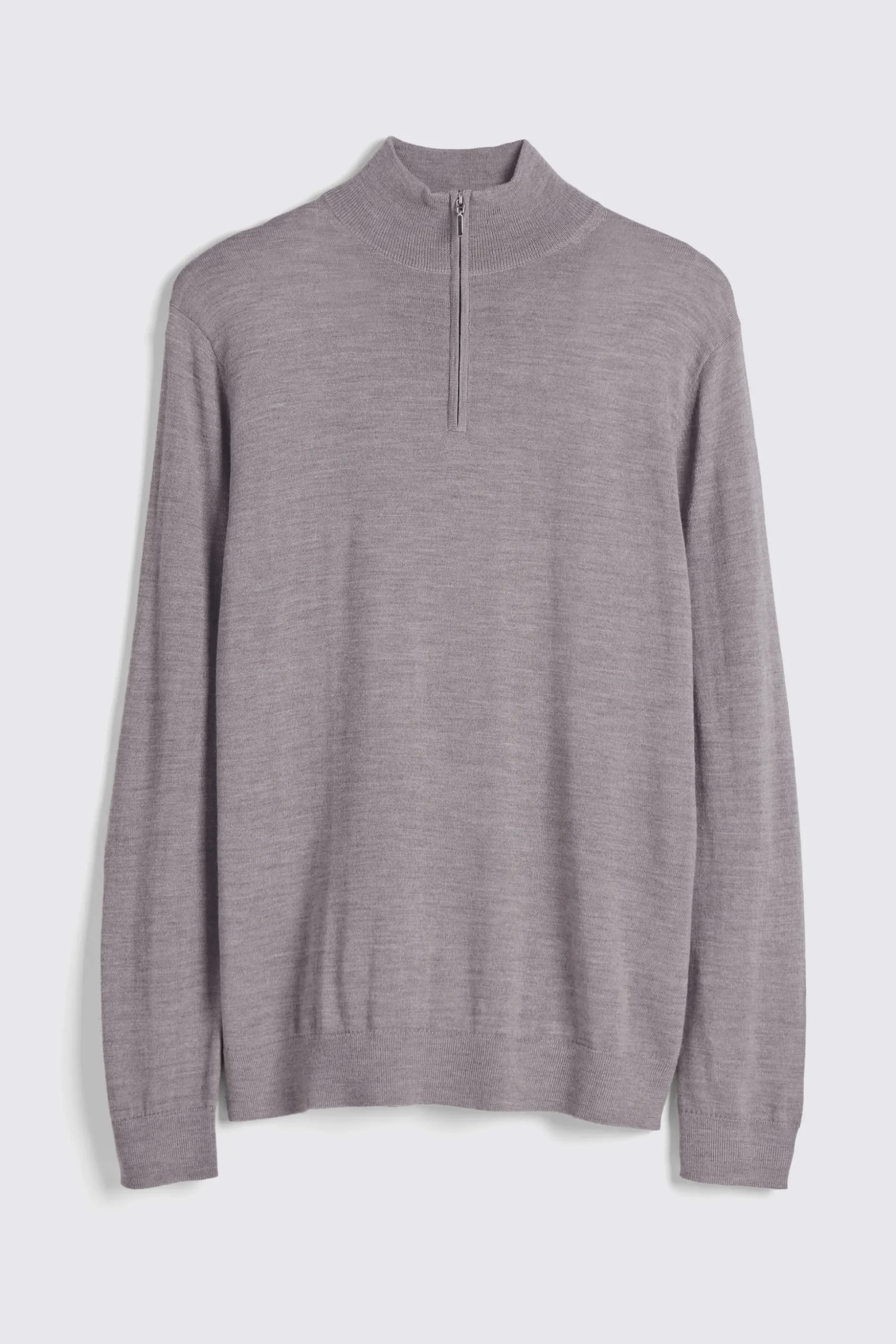 Taupe Melange Merino Zip-Neck Jumper