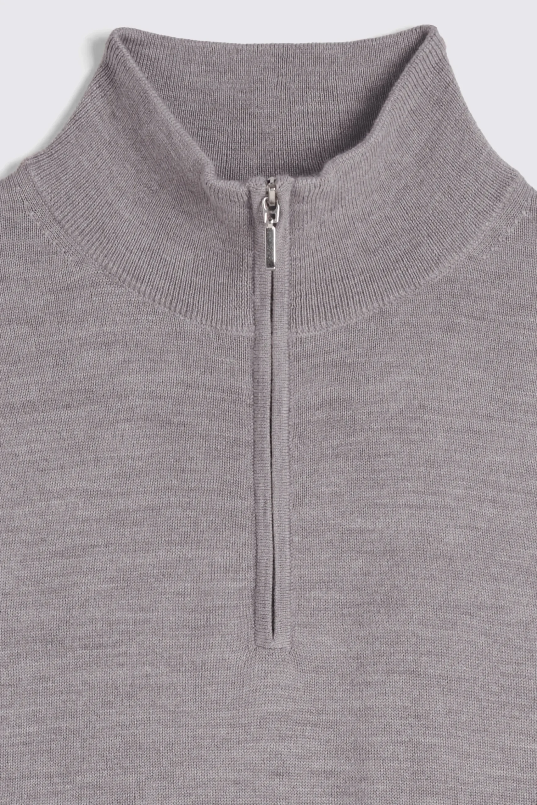 Taupe Melange Merino Zip-Neck Jumper