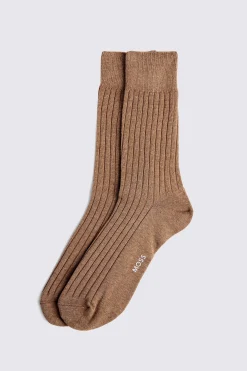 Taupe Melange Ribbed Socks