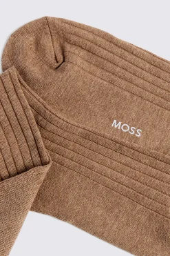 Taupe Melange Ribbed Socks