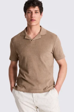 Taupe Terry Towelling Skipper Polo