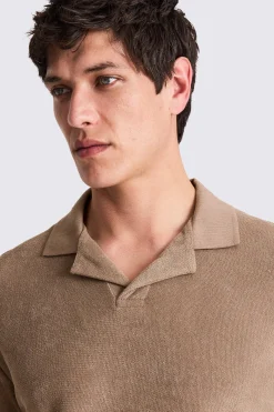 Taupe Terry Towelling Skipper Polo