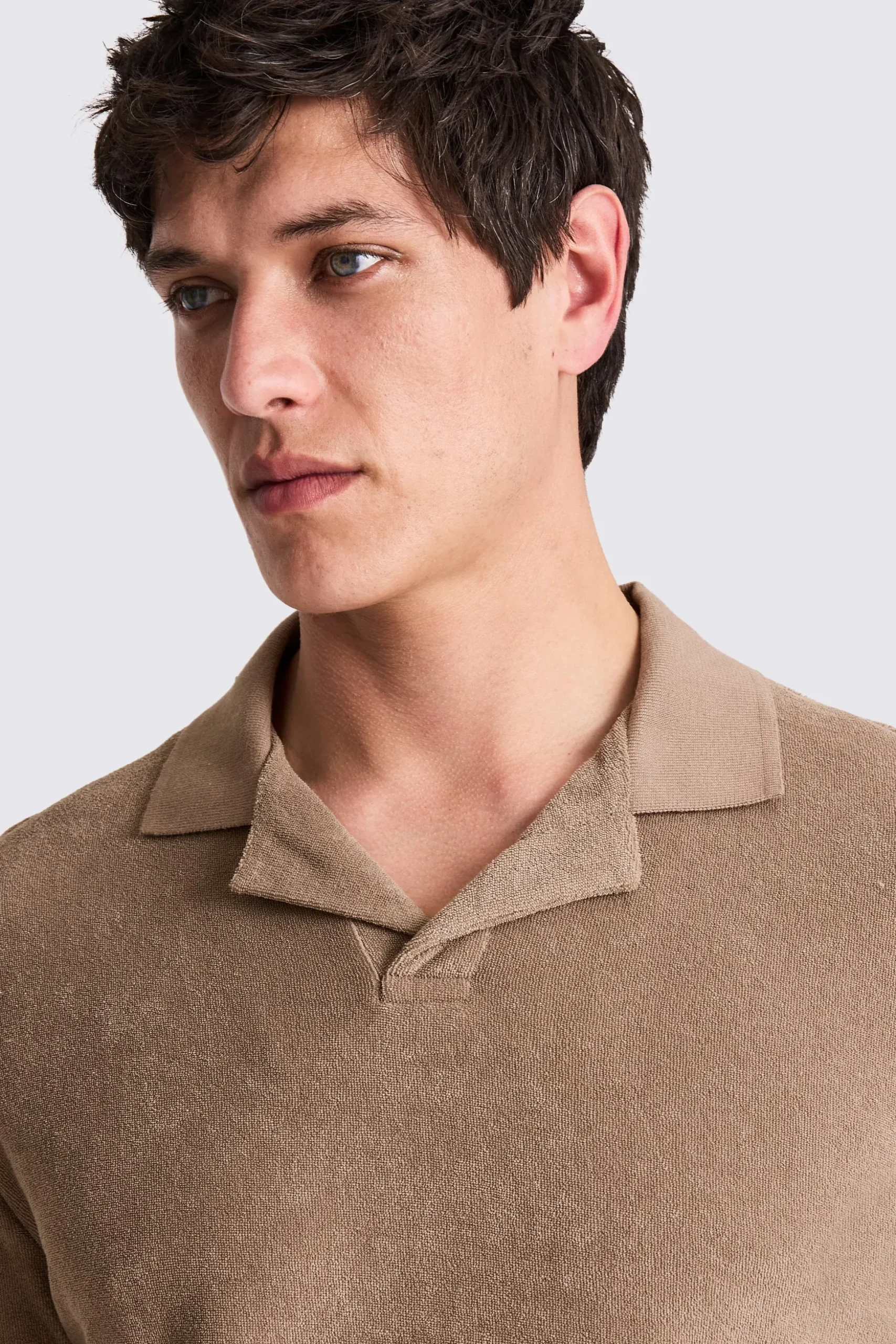 Taupe Terry Towelling Skipper Polo
