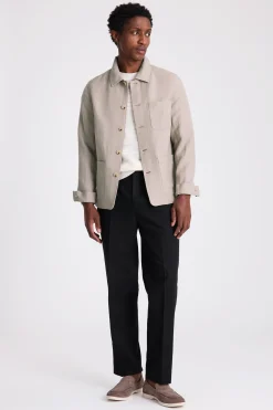 Taupe Wool Linen 3 Pocket Shacket