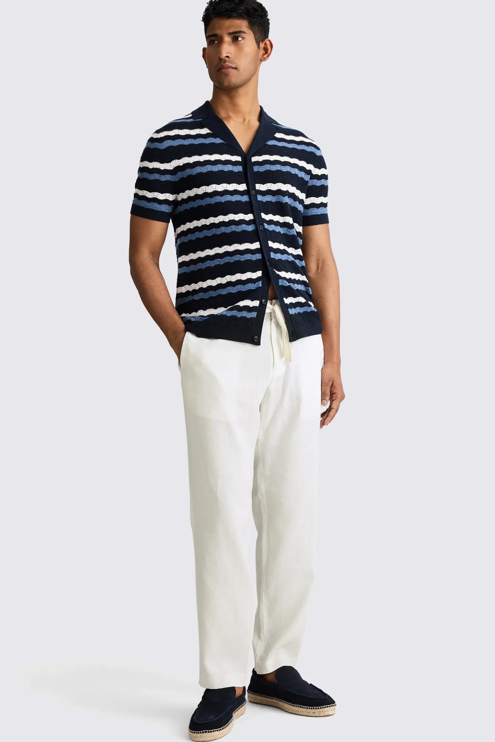 White Linen Drawstring Trousers