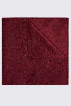 Wine Floral Swirl Silk Pocket Square