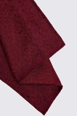 Wine Floral Swirl Silk Pocket Square