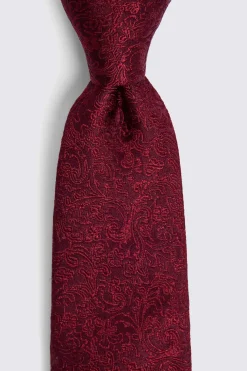 Wine Floral Swirl Silk Tie