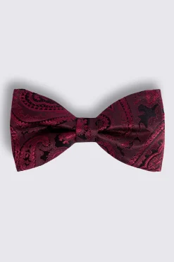 Wine Paisley Silk Bow Tie