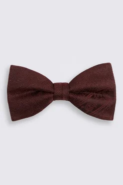 Wine Silk Paisley Ready-Tie Bow Tie