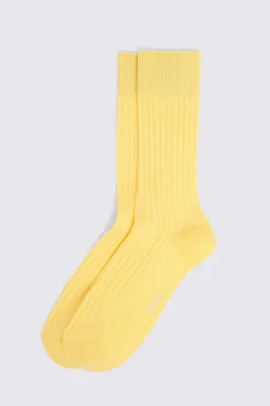 Yellow Fine Ribbed Socks