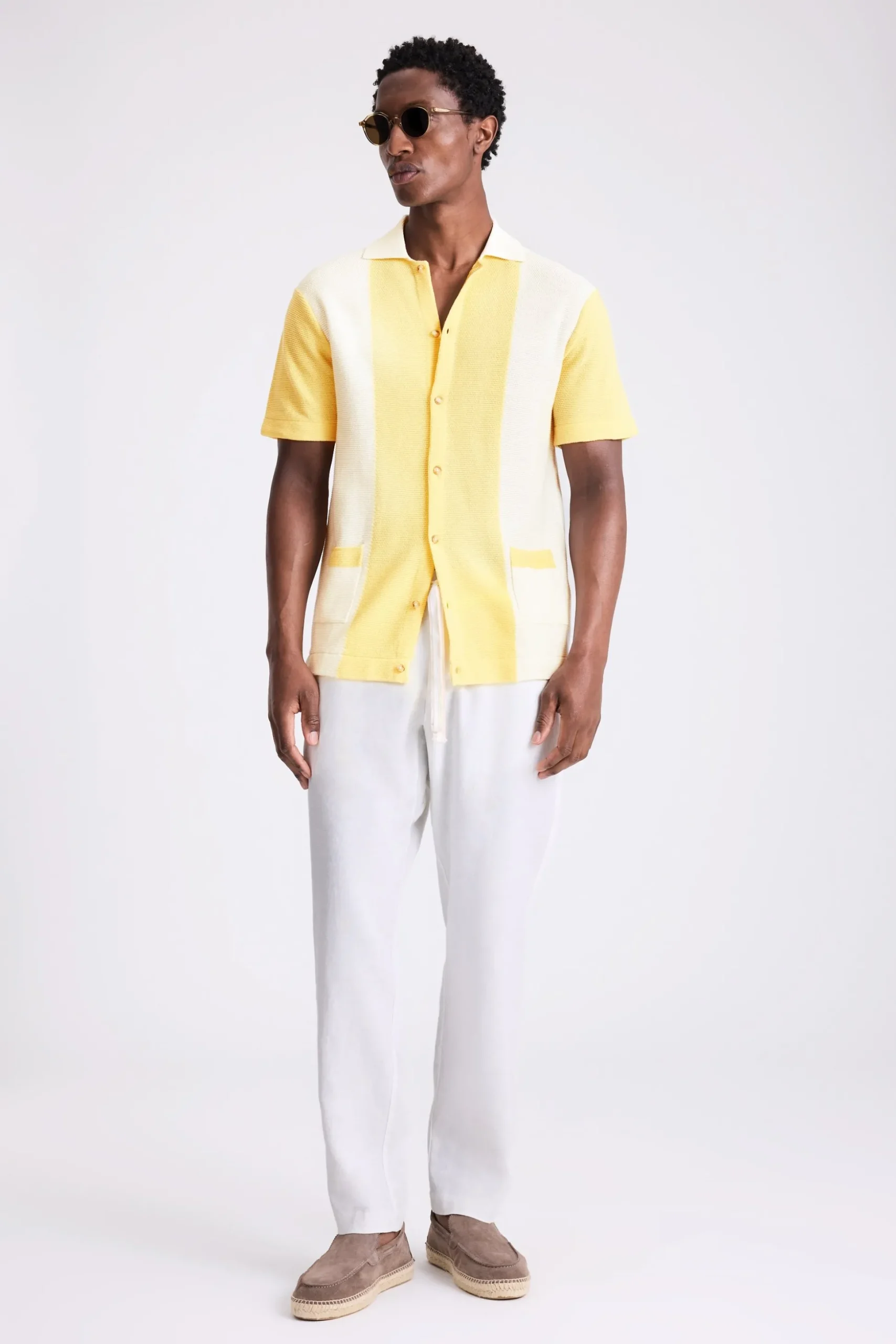 Yellow Stripe Pique Knit Shirt